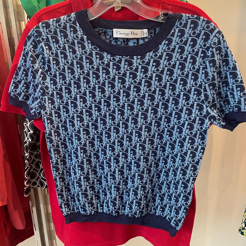 Dior Navy and Light Blue Monogram Top